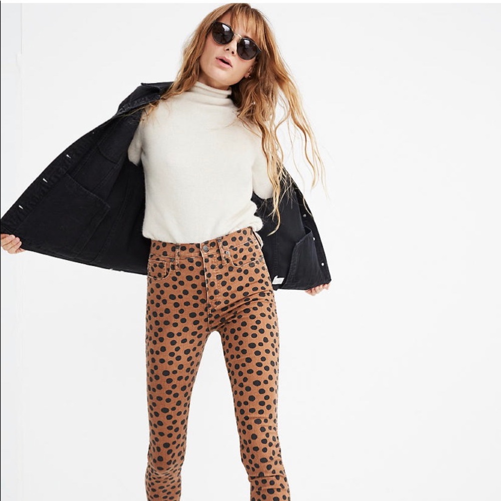 Madewell 10" High-Rise Skinny polka dot jeans